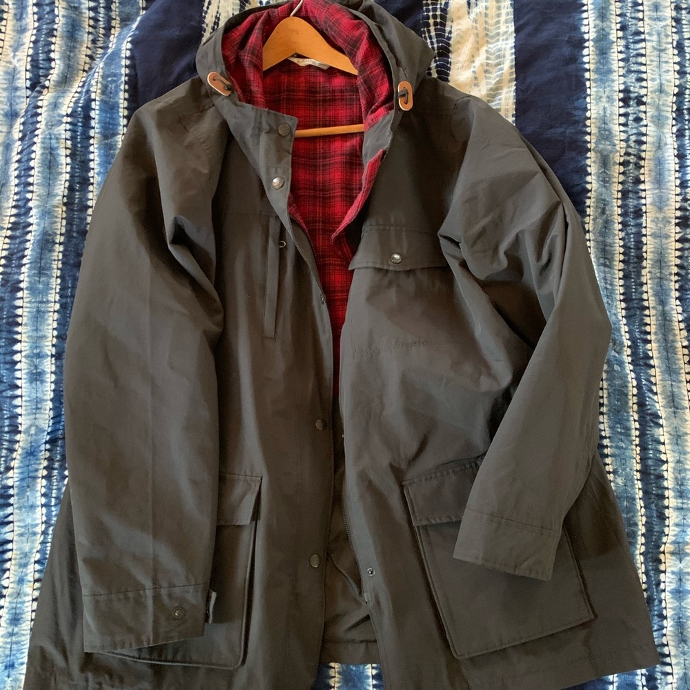 🌰 Woolrich Field Jacket Black & Red Tartan Lining